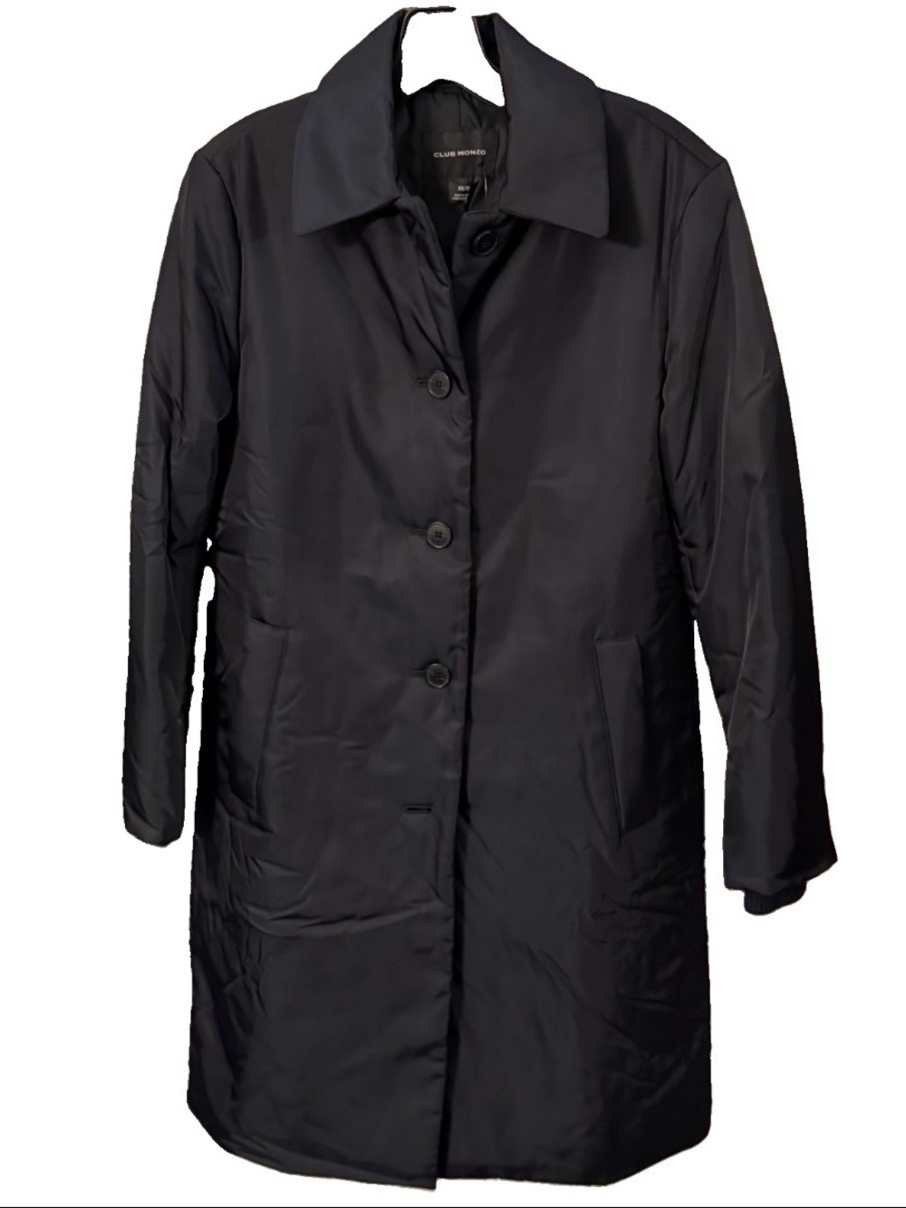 Club Monaco Womenβs Navy Blue Overcoat Button Down Pockets NWT Sz XS NWT